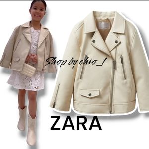 ZARA OVERSIZED FAUX LEATHER-BIKER JACKET COLOR Light ecru bloggers favorite